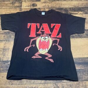 Velva‎ Sheen Taz T-Shirt Looney Tunes Graphic Tee Cartoon Black XL